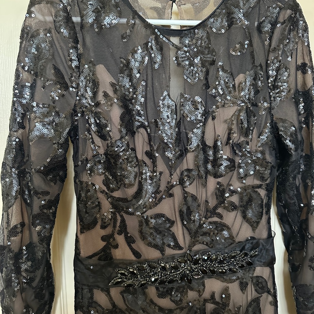 Dress the Population Elegant Ava sequin floral Black Gown size medium M - Picture 12 of 17
